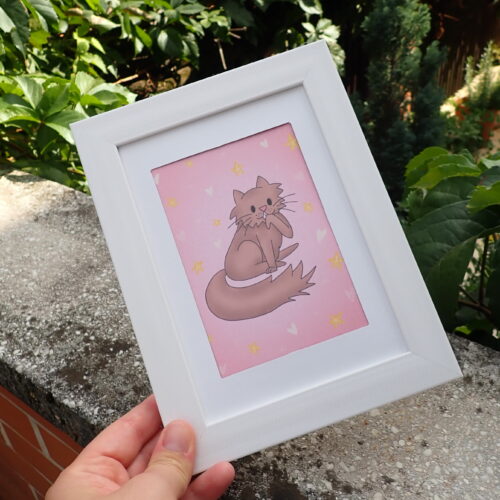 Rózsaszín cica print